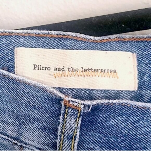 Pilcro and the Letterpress Tilde Blue Distressed Cotton Denim Pants - Size 27 - Picture 12 of 12